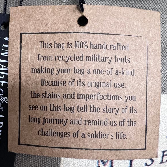 VINTAGE  ADDICTION ♻ Re-purposed Military Tent ⛺ "What a Wonderful World" Tote👜 - Picture 3 of 6